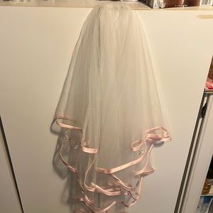 David Bridal Pink and white wedding veil